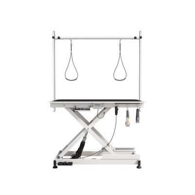 FURNIinspire Pet Grooming Tools Foldable Pet Grooming Table for Pet Large Dogs and Cats with Adjustable, Bathing Station, White, 49.6"*26"*36"