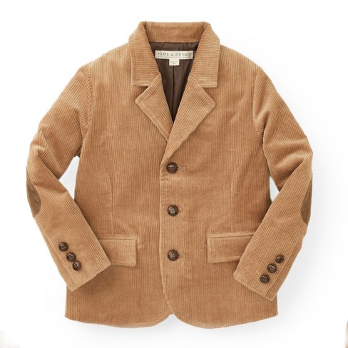 Hope & Henry Boys' Corduroy Blazer with Elbow Patches (Medium Brown, 3-6 Months)