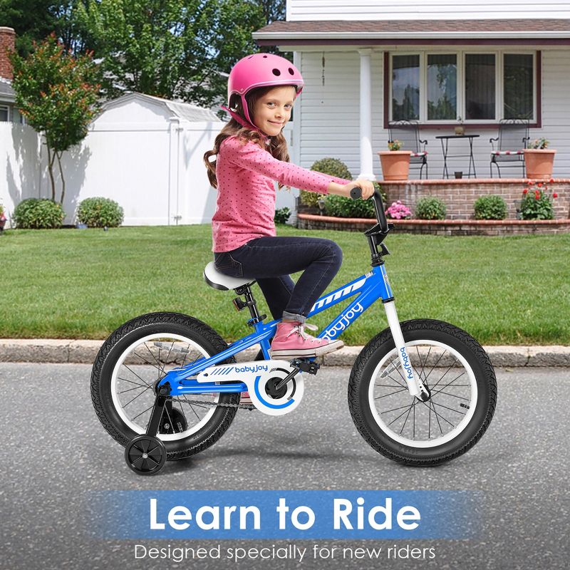 Babyjoy 16'' Kids Bike Bicycle w/ Training Wheels for 5-8 Years Old Girls Boys, 3 of 11
