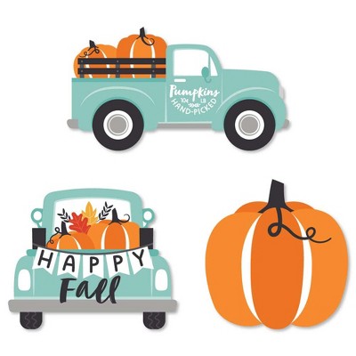 Big Dot of Happiness Happy Fall Truck - DIY Shaped Harvest Pumpkin Party Cut-Outs - 24 Count