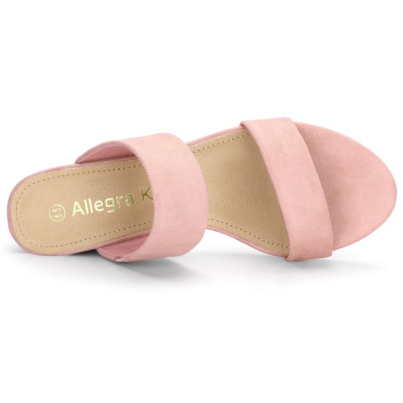 Allegra K Women's Block Heel Dual Straps Slide Sandals, 4 of 8