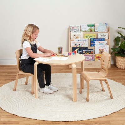 Natural Birch Plywood Stackable Kids Chair, 12in Seat Height, 2-Pack