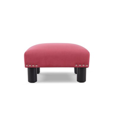 Jules Square Accent Footstool Ottoman Garnet Rose - Jennifer Taylor Home