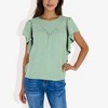 Anna-Kaci Women's Ruffled Sleeve Round Neck Blouse Elegant Flowy Casual Top - 2 of 4
