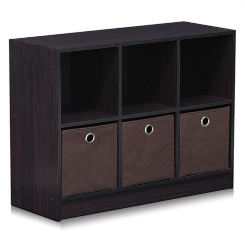 Furinno 99940dwn Basic 3x2 Bookcase Storage W/bins, Dark Walnut : Target
