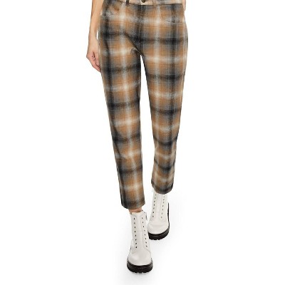 Women's Linen-blend Shadow Plaid Tapered Pants - ON THIS DAY