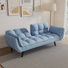 74'' Velvet 2-Seater Sofa with 2 Armrests, Adjustable Backrest, Plastic Legs and Convertible Bed - 4 of 4