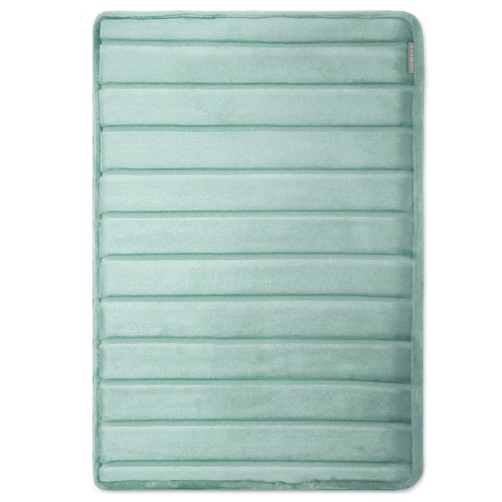 Photos - Bath Mat 17 "x24" MICRODRY Modern SoftLux Quilted Striped Memory Foam /Runn