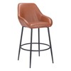 HomeRoots Set of Two 30" Brown And Black Faux Leather And Steel Bar Height Bar Chairs - 4 of 4