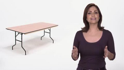 6-Foot Black Metal and Brown Wood Folding Banquet Table