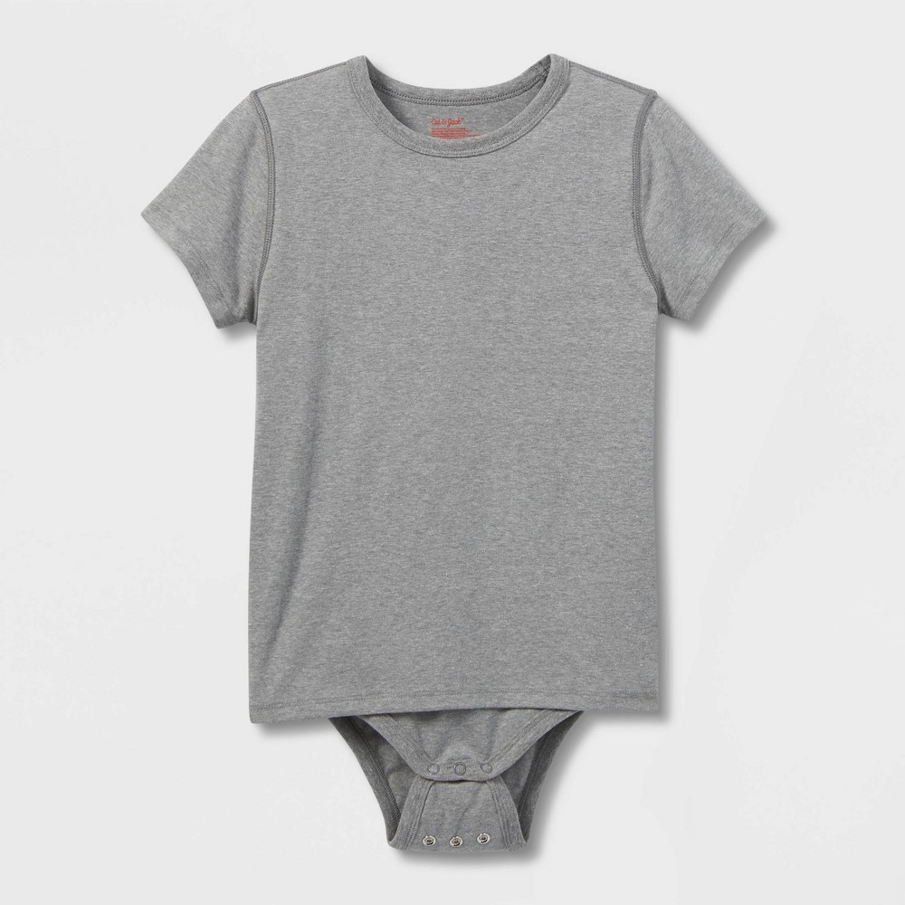 Size L(10/12)Kids' Adaptive Short Sleeve Bodysuit with Abdominal Access - Cat & Jack™ Gray 