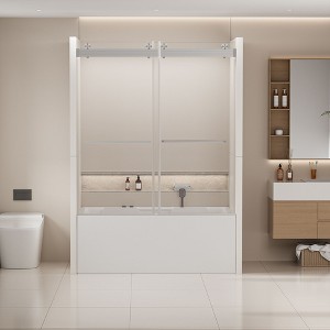 NicBex Shower Door 56-60 in. W x 62 in. H Frameless Double Bypass Tub Sliding Shower Door with Soft-closing, Brushed Nickel - 1 of 4