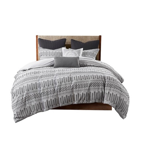 Gracie Mills Donny Farmhouse Geometric Striped Cotton Jacquard Duvet Set - King/California King - image 1 of 4