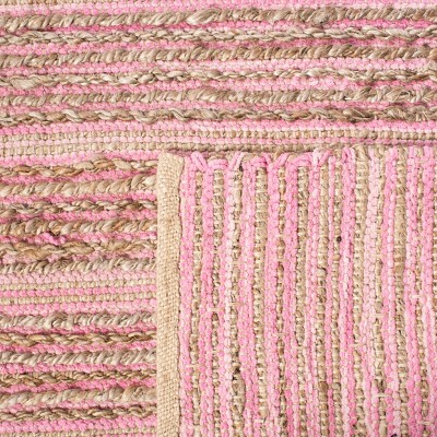 Light Pink Handwoven Cotton Stripe Area Rug, 3' x 5'