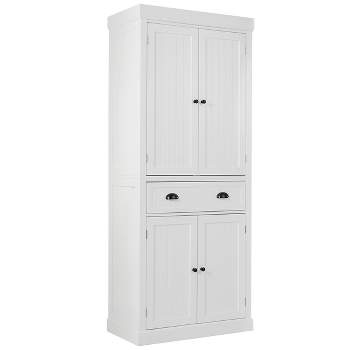Tangkula Kitchen Cabinet Pantry Cupboard Freestanding W/Adjustable Shelves White