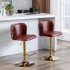 Lyngins Luxury 360° Swivel Counter Height Bar Stool Set of 2, Adjustable Height Counter Stools with Gold-Plated Base, Back Buttons & Hammered Rivets - 2 of 4