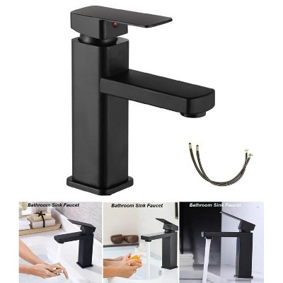 LunaLulinlk Bathroom Sink Faucet 1 Hole, Single Handle Faucet Hot And Cold Water Mixer Tap Lavatory Vanity Sink Faucet, Black