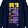 Friends Tv How you doin', friends character head, logo on Navy Long Sleeve Adult Crew neck - 2 of 2