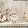 Aoibox Vintage Table Clock on Stand, French Rustic Style Mantel Clock, Metal Frame Antique White Finish, Farmhouse, Bedroom, Living Room Decor - 4 of 4