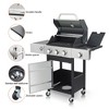 4-Burner Propane Gas BBQ Grill with Side Burner, 37230BTU Output With Enameled Cast Iron Cooking Grids For Outdoor Barbecue, Stainless Steel - 3 of 4