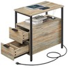 VASAGLE Side Table with Charging Station, Narrow End Table with 2 Drawers, Slim Nightstand and Bedside Table with Storage - 2 of 4