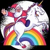 Junior's Design By Humans Christmas Cartoon Santa Riding A Unicorn By rasok T-Shirt - 2 of 3