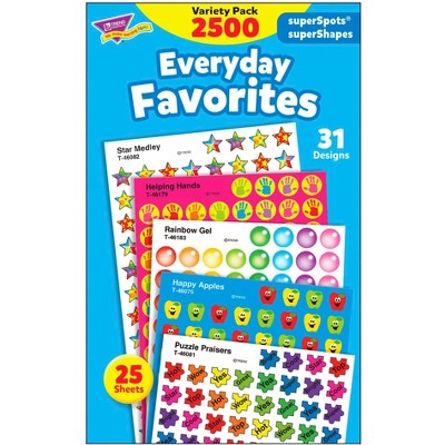 Trend Enterprises SuperSpots & SuperShapes Everyday Favorites Stickers, Variety pk, set of 2500