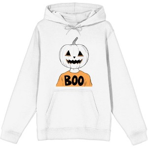 Halloween Jack-O-Lantern Boy "Boo" Adult Long Sleeve Hoodie - 1 of 2