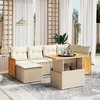vidaXL Garden Sofa Set Beige PE rattan 7-seater Adjustable Feet - 2 of 4