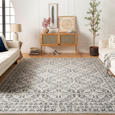 Simon Gray and Taupe Synthetic Wool 6'7" x 9' Area Rug