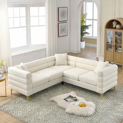 VYNXARIA 81.5-Inch Oversized Corner Sofa, L-Shaped Sectional Couch, 5-Seater Corner Sofas with 3 Cushions