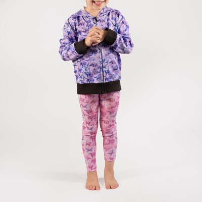 The Pink Picket Fence Suzie Dino Hoodie and Leggings Set – Pink Hoodie with Purple Leggings