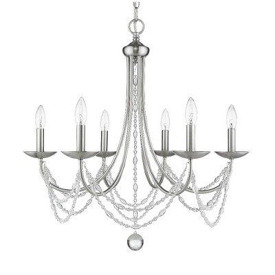Elegant Matte Black 6-Light Chandelier with Crystal Glass Beads