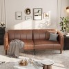 75" Futon Sofa Bed, Convertible Sleeper,Faux Leather Small Couch for Living Room - 2 of 4