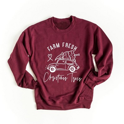 Simply Sage Market Women's Graphic Sweatshirt Farm Fresh Christmas Trees Car