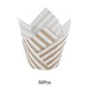 Unique Bargains Stripes Print Flame Shape Disposable Baking Cups Greaseproof Paper 1.97"x3.15" 50 Pcs - 4 of 4