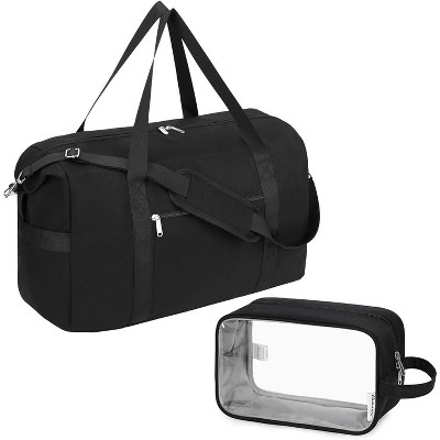 Narwey Large Travel Duffel Bag with Wet Pocket + Clear Travel Toiletry Bag for Women and Men
