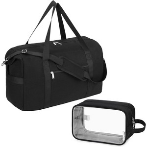 Narwey Large Travel Duffel Bag with Wet Pocket + Clear Travel Toiletry Bag for Women and Men - 1 of 3