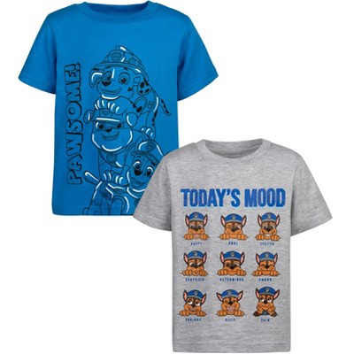 Paw Patrol Chase Marshall Rubble Little Boys 2 Pack Graphic T-Shirts Blue / Grey 6