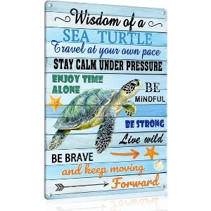 Lomsoe Sea Turtle Wall Decor Sea Turtle Inspirational Wall Art Beach Decorations for Home Sea Turtle Bathroom Decor Beach Theme Metal Sign 8¡Á12 Inch - 1 of 1