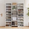 Hommoo 46-Pair White Shoe Rack, 14-Tier Open Cubby Cabinet, 47″ Wide Modern Entryway/Closet/Living Room Organizer, 23 Shelves - 3 of 4