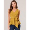 Allegra K Women's Sleeveless V Neck Tie Waist Asymmetric Hem Wrap Peplump Tops - 3 of 4