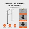 VEVOR Handrails for Outdoor Steps, Fit 1 or 2 Steps Outdoor Stair Railing, Arch#1 Wrought Iron Handrail, Flexible Porch Railing, Black - 3 of 4