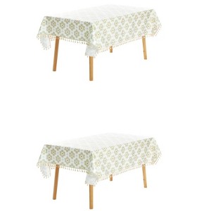 Unique Bargains Faux PU Restaurant Daily Gathering Tassel Table Cover 2 Pcs - 1 of 4