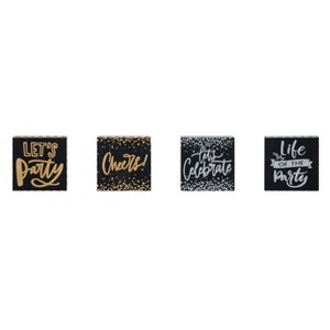 Transpac MDF Glitter Decor Blocks Set of 4 Christmas Home Decorations Freestanding Signs for Holiday Cheer - 1 of 1