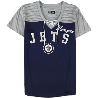 G-III Sports Womens Winnipeg Jets Graphic T-Shirt, Blue, Medium