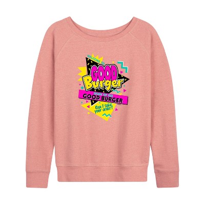 Women's - Good Burger - Home of the Good Burger Lightweight French Terry Wide Neck Long Sleeve Shirt