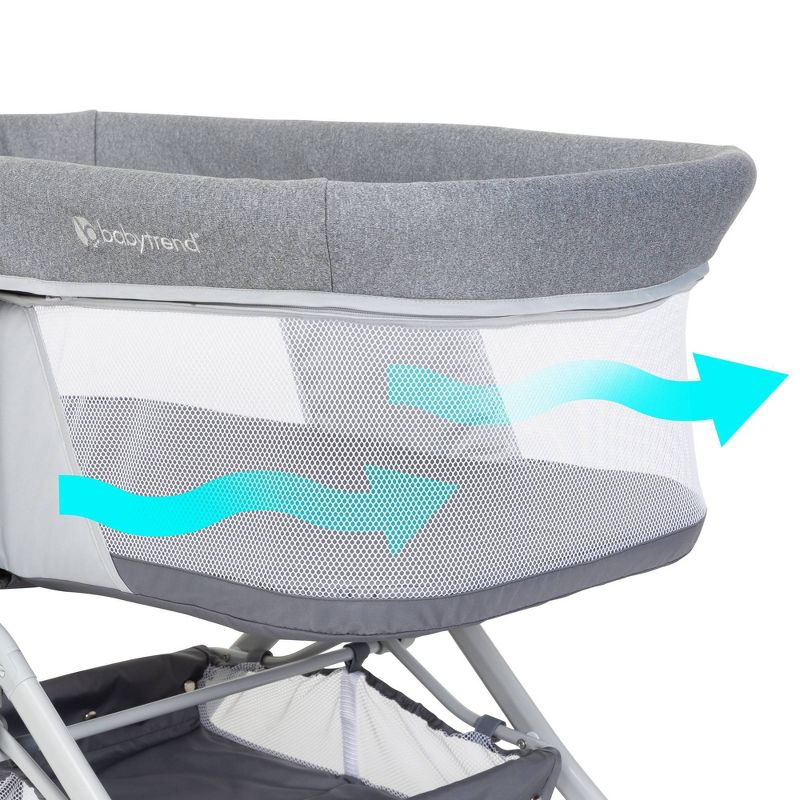 Baby Trend Quick-Fold 2-in-1 Rocking Portable Bassinet - Shadow Stone Gray, 3 of 14