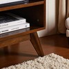 59" Mid Century Modern Rattan TV Stand for 65" TV, Boho Farmhouse Entertainment Center with Sliding Doors, Media Console Cabinet for Living Room - 3 of 4