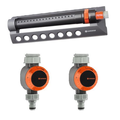 Gardena Aqua Zoom 3900 Square Foot Oscillating Outdoor Lawn Garden Sprinkler Bundle With 2 Quick Connect Mechanical Timers Target